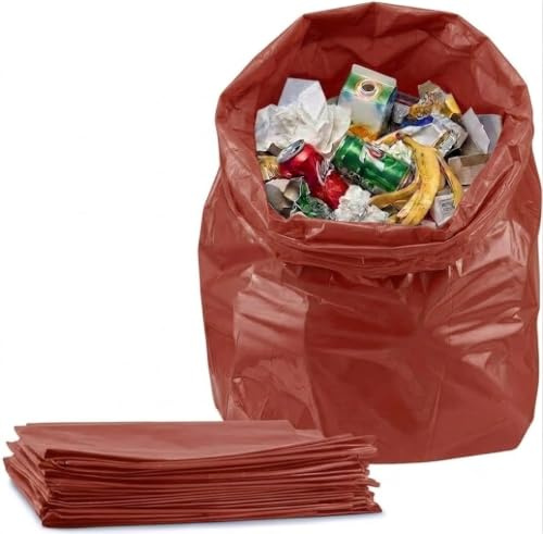Tezraftaar® 50 x Red Heavy Duty Bin Liner Bags 18 x 29 x 39 90 Litre 160 Gauge Strong Refuse Sacks Thick Plastic Bin Bags for Household Kitchen Office Garden Waste Recycling
