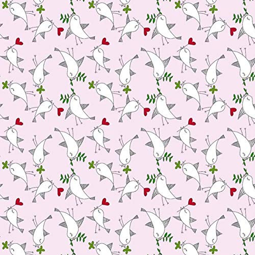 Pingianer 11,99€/m Vogel 100% Baumwolle Baumwollstoff Kinder Meterware Handwerken Nähen Stoff (Vogel Herz Rosa, 100x160cm (11,99€/m))