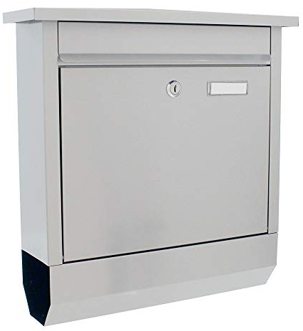 Profirst Briefkasten Mail PM 800, Zylinderschloss mit 2 Schlüssel, Edelstahl, BxH 370x400 mm, Befestigungsmaterial inklusive, Zeitungsrolle, Namensschild