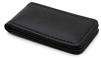 Geldklammer für Herren, dünn, dünn, magnetisch, aus Kunstleder, Geldscheinhalter, hochwertige Geschenkidee, Schwarz , 7,4x4x0,8, geldklammer