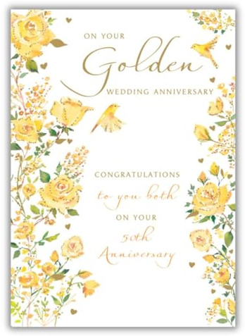 Ling Design Glückwunschkarte zur Goldenen Hochzeit On Your Golden Wedding, 50 Jahre, für Sie beide