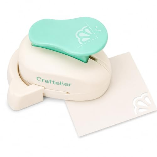 Craftelier - Ecklocher in Muschelform mit Druckhebel zum Stanzen von Papier und Karton | speziell für Scrapbooking | Formgröße 25 mm Durchmesser