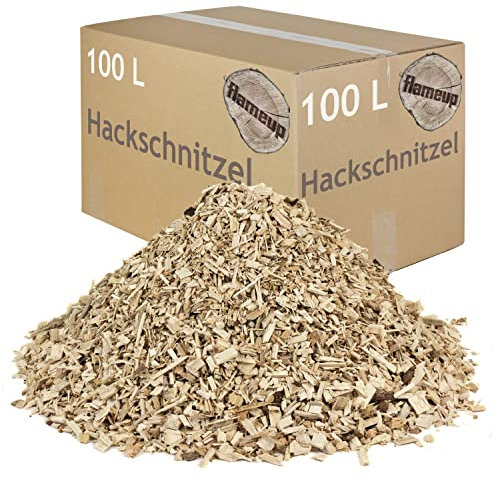 Hackschnitzel für Ofen Rindenmulch für Garten Hochbeet Holz Pflanzen Einstreu Holzhackschnitzel Grob Holzschnitzel Streu Beet Abdeckung Deko Abdeckung 100-500 L flameup, Menge:100 L