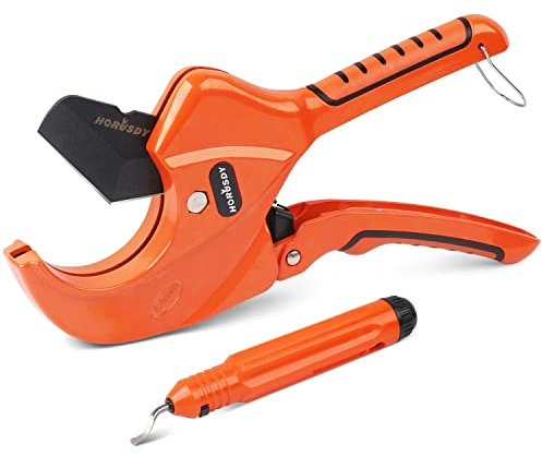 HORUSDY 64mm Ratchet PVC Pipe Cutter for PEX,PVC,PPR and Plastic Hoses, 2-1/2 SK5 Steel Blades Ratcheting Pipe Cutter Tool for Home Repairs and Plumbers