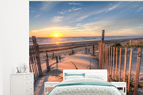 Selbstklebend Tapete Wandpapier Wandaufkleber Fototapete Tapeten Wanddeko 375x300 cm Strand - Meer - Düne - Sonnenuntergang - Landschaft