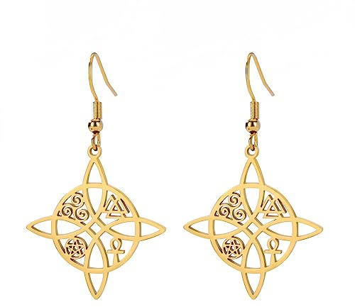 Dreamtimes Hexenknoten Ohrringe für Frauen Edelstahl Ohrringe Keltische Quaternäre Hexenknoten Ohrringe Hexerei Amulett Schmuck Geschenk für Frau Freundin Weihnachten