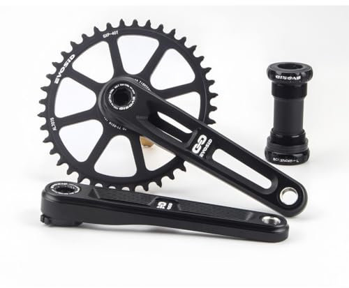 LSRRYD GXP Fahrrad Kurbelarm Set 165mm 170mm 172.5mm 175mm Mountainbike Kurbelgarnitur 40T 42T 44T 46T 48T Single Speed Kettenblatt Hohle Integrierte mit Tretlager (Color : 48T, Size : 165mm)