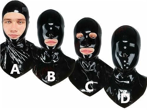 Latex Maske SM Extrem Bondage Maske Sexy Sklave Fetisch Maske Lassen Atemlöcher Vollmaske Handgefertigt BDSM Maske für Frauen und Männer Sex Spiele Dunkelspiel Erotikspiele Sexspielzeug,XL,B
