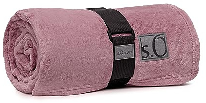 s.Oliver Kuschelsoft Decke 150x200 cm - flauschig, warm & waschbar, Kuscheldecke Altrosa Uni