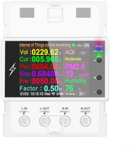 SPORTARC Schiene Typ WiFi Smart Meter, Haushalt Elektrizität Meter, AT4PW 100A für Tuya WiFi Din Rail Smart Switch Fernbedienung Digitale Stromversorgung