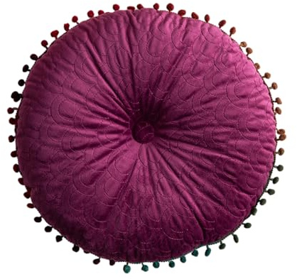 DOTBUY-SHOP Samt Sitzkissen, Rund Retro Sitzkissen Widerstandsfähige & Robuste Stuhlkissen Kinder Komfortabel Sitzpolster für Garten, Büro (40X40cm,Lila)