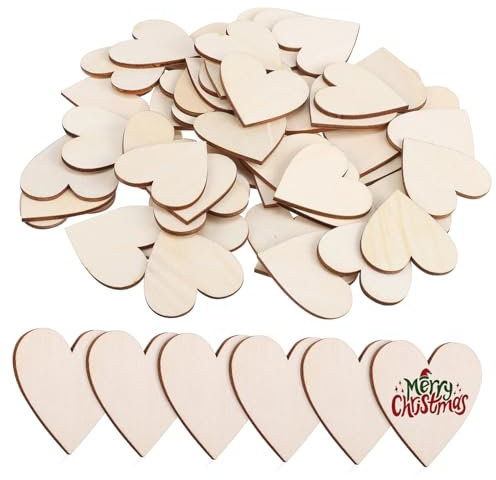 TOPPERFUN 50 Stück Holz Anhänger Herzverzierungen Herzformen aus Holz zum Basteln Home Decor wohnungseinrichtung Holzherzen zum Basteln Holzformen zum Basteln hölzern schmücken Holzknöpfe