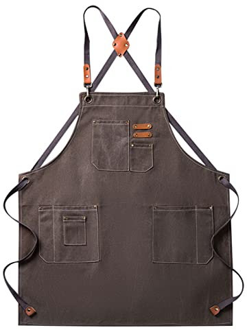 Delantal de trabajo con bolsillos, Delantal de lona for hombres, delantal de trabajo resistente con bolsillos, delantal impermeable resistente al desgaste for herramientas for jardín (color: azul, tam