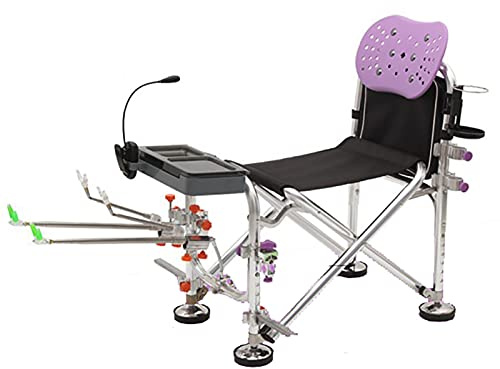 HYSTYTO Portable Leisure Chair Carp Fishing Chair Adjustable Legs Camping Chair with Accessories for Outdoor, Fishing, Picnic, Purple