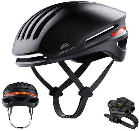 LIZVIE Fahrradhelm mit Bluetooth, intelligenter Fahrradhelm für Erwachsene Männer Frauen mit Lautsprechern, Auto-Bremsblinker, vorderen und hinteren LED-Blinkern, Fernbedienung. (Schwarz, M/L)