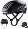 LIZVIE Fahrradhelm mit Bluetooth, intelligenter Fahrradhelm für Erwachsene Männer Frauen mit Lautsprechern, Auto-Bremsblinker, vorderen und hinteren LED-Blinkern, Fernbedienung. (Schwarz, M/L)