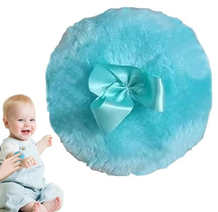 Samuliy Houppette à poudre pour le corps, réutilisable ultra douce ronde avec nœud en ruban – Applicateur de poudre corporelle pour bébé, enfant et adulte, outil de maquillage pour la maison et les