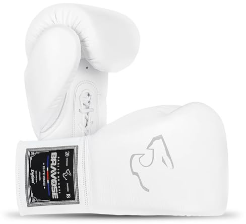 BRAVOSE Elite Pro Lace Up 12oz Boxing Gloves | Professional Leather Boxing Glove for Punching Training, Sparring, MMA Kickboxing, Muay Thai Made By Premium Cow Hide Leather | Bag Gloves for Men, Women