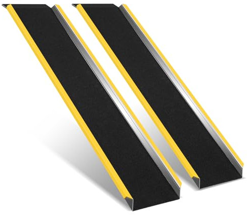 Jiubiaz 2 rampe di carico, rampa per sedia a rotelle, capacità di carico 600 kg, in alluminio, per moto, tosaerba, 118 cm