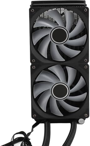 Elprico Raffreddatore a Liquido per CPU da 240 Mm, Raffreddatore Ad Acqua per CPU Regolabile con Sincronizzazione ARGB, Dissipatore per CPU con Doppia Ventola PWM da 120 Mm Ad Alte (Black)