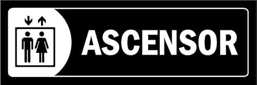 Elevator, black and white informational sign SP047-1mm flexible Plastic sign (150mm x 50mm)