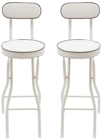 XUEMANSHOP Set di 2 sgabelli da bar pieghevoli con schienale e poggiapiedi, non richiede installazione, per sala da pranzo, cucina, bancone, campeggio, bianco