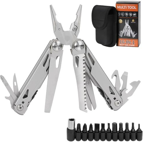 Drado Premium Multifunktionszange, 16 in 1 Multitools mit Schere/Messer/Säge/Schraubendreher, Geschütztes Design Geeignet für Outdoor-Camping-Abenteuerreisen, für Männer geschenke