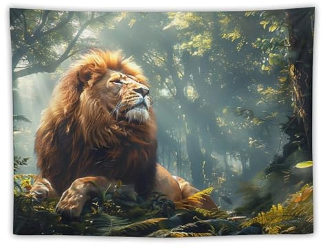 Wandtuch Löwe Sonnenschein Natur Vorhang Wandteppich Weiches Tapestry Waschbar Wand Dekoration Für Schlafzimmer Wohnzimmer Zimmer 130x152cm