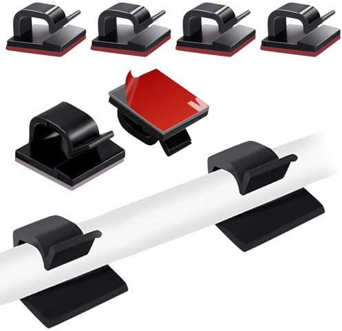 50PCS Cable Clips, Black Self Adhesive Cable Clips Outdoor Light Wire Clips Cable Wire Management Holder for Car Office Home Desk Wall Christmas Hanging Decorations Outdoors Fairy Light