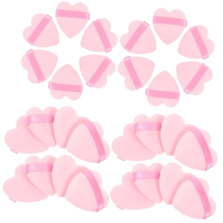 Beatifufu Borla de Polvo Corazón para Maquillaje Facial 50 Piezas Tamaño Mediano Esponja Suave Aplicación Uniforme para Polvos Sueltos y Compactos Uso Diario Higiene Segura