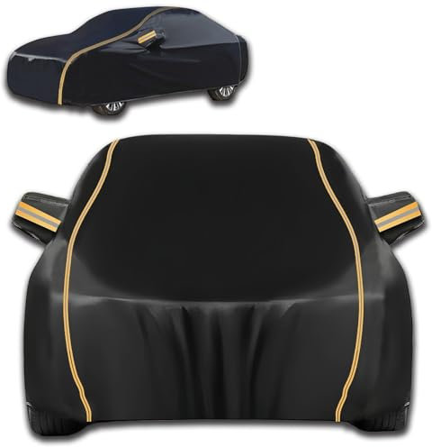 Abdeckung Auto für FIAT Albea 2002-2012,Autoschutzhülle wasserdichte Volle Abdeckung Staubdicht Kratzfest Autoabdeckung Outdoor UV Schutz Winddicht Fahrertür Offnet Seitlich(Black)