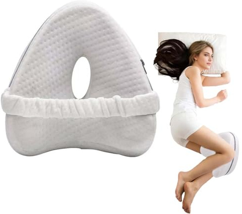 Pddenality Side Sleeper Knee Pillow for Sleeping on Side White, Leg Pillows Alignment Pillow, Knee Cushion for Sleeping Elastic Band Ciatica Pillows Leg Positioner Props Men And Women