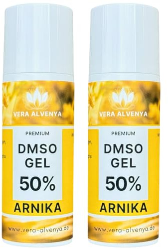 2x DMSO Arnika GEL 50% Original hochdosiert DMSO 99,9 Prozent Reinheit mit Dimethysulfoxid 99,9% 2x50ml Airless HDPE-Tube, Natur
