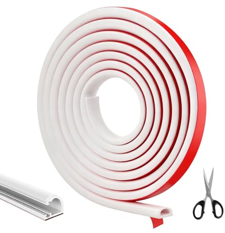 Kuvarix Kabelkanal Weiß Selbstklebend 4 Meter, Kabelkanal Flexibel mit 1 Schere, Kabelabdeckung Halbrund Kabelschacht, für Boden, Decke,TV Wand, Deckenlampe