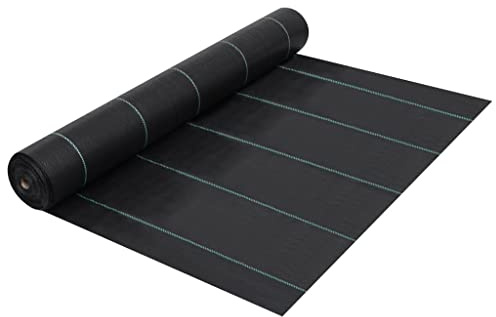 Mokuyary Tappetino per il controllo delle erbacce e delle radici in PP nero, 1 x 10 m, tessuto anti-erba, per il controllo delle erbacce, protezione erba artificiale