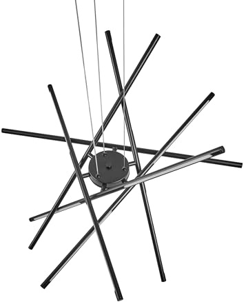 Beliani Lámpara colgante LED decorativa geométrica diseño suspendido de metal negro Palun