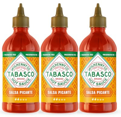 TABASCO Salsa Picante Botellas Exprimibles, Pack de 3 (3 x 256 ml) – Salsa Picante Fácil de Dosificar, Sin Gluten ni Conservantes