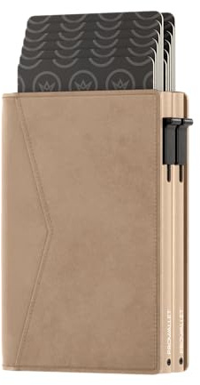 ProWallet Double - Portemonnaie 14 Karten und Geldscheine - Wallet mit RFID-Schutz - Kartenetui, Geldbörse - Card Holder Aluminium - Damen und Herren - Luxuriöser Geschenkbox (Beige)