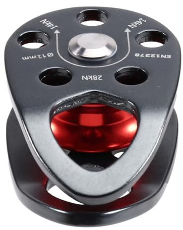 Frewurwer Mini Polea Móvil de 28KN, Polea Simple Móvil con Forma de Mejilla para Cuerda de 12 mm de Diámetro, para Escalada, Rescate y Elevación, Color Rojo.