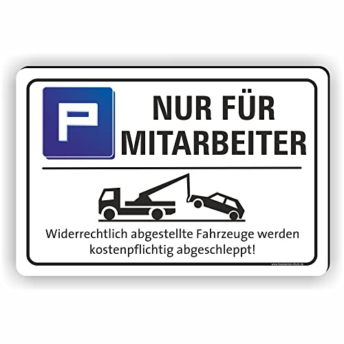 Fassbender-Druck SCHILDER - NUR FÜR MITARBEITER - Parkplatz Schild - Schild zum Markieren vom Mitarbeiterparkplatz oder Privatparkplatz (30x20cm Schild)