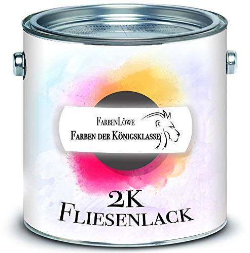 FARBENLÖWE 2-K Fliesenlack für Fliesen inkl. Härter Fliesenlack GLÄNZEND Weiß Grau Cremeweiß Anthrazitgrau Lichtgrau Silbergrau Schwarz Lack (1 L, Anderer RAL-Farbton (Bitte RAL Wert senden))