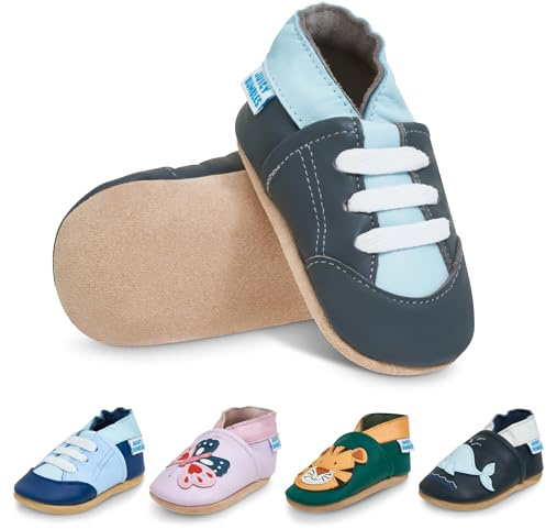 Babyskor med mjuk sula - Skor för småflickor - Skor för småpojkar - Mjuka Läderskor för småbarn flicka pojke - babytofflor tofflor lära-gå-skor