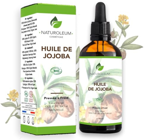 ACEITE DE JOJOBA ORGÁNICO, Puro y Natural, Prensado en Frío, Extra Virgen : cuidado nutritivo de la piel, la cara, el cabello y la barba. Vegano 100 ml