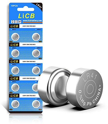 LiCB 10 Pack LR41 AG3 392 384 Battery,Long-Lasting & Leak-Proof,High Capacity 1.5V LR41 Coin & Button Cell Batteries for Digital Thermometer Ornament Hearing Aid Led Watch