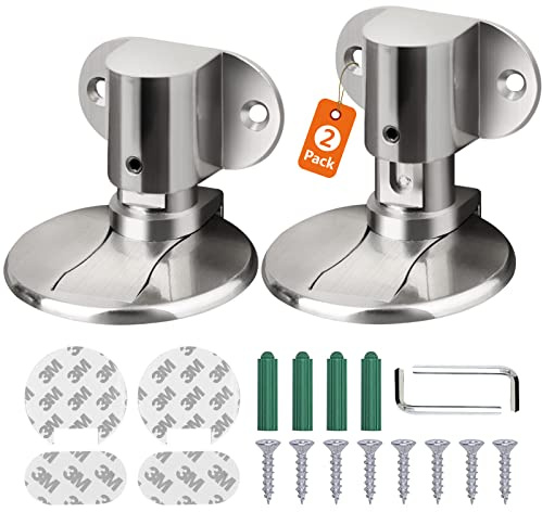 KOLAKO Magnetischer Türstopper, 2er-Pack Silber, Klassisch, Kompakt, Halter, Magnetisch, Edelstahl, Bodenmontage, Universell, Höhenverstellbar, Rostfrei, Wind- und Kindersicher