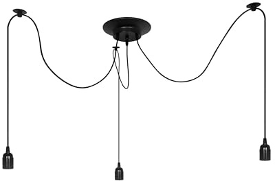 EDO Suspension ARANEA 3, 3 flammes, Lampe suspendue rétro araignée, Spider Lampe Industry en noir, plafonnier avec douille E27 pour salon, table à manger, chambre à coucher, lampe araignée EDO777187