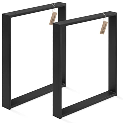 LAMO Manufaktur Lot de 2 Pieds de Table à Manger ou de Bureau, modèle Simple Massive, Profil 80x20 mm, 60x72 cm (L x H), Noire, LTS-01-C-CC-9005