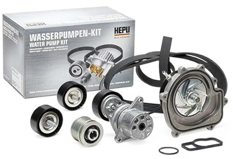 HEPU PK15130 Pompa acqua + Kit cinghia Poly V con guarnizioni Pompa acqua non inseribile senza bypass depressione meccanico meccanico