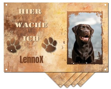 Hundeschild personalisiert – 30×20 cm – mit Foto & Wunschtext/Name – hochwertiger Druck, wetterfest & UV-beständig – Haustür, Zaun, Garten – individuelles Hunde-Schild für Endkunden