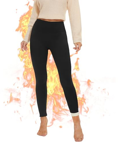 AMIYOYO Legging Polaire Femme Hiver Thermique Leggings Pantalon Taille Haute Élastiques Doublé Polaire pour Le Yoga Fitness